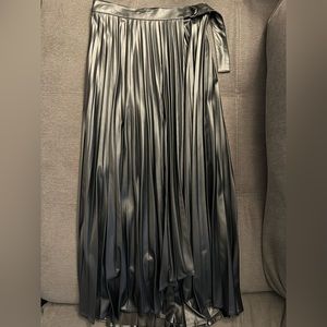 Zara Faux Leather Pleated Midi Skirt
